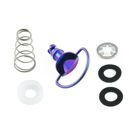 Pro-Bolt titanium quick release D-ring fastener in purple, featuring a 17mm size, alongside a spring, washers, and a metal retaining plate.
