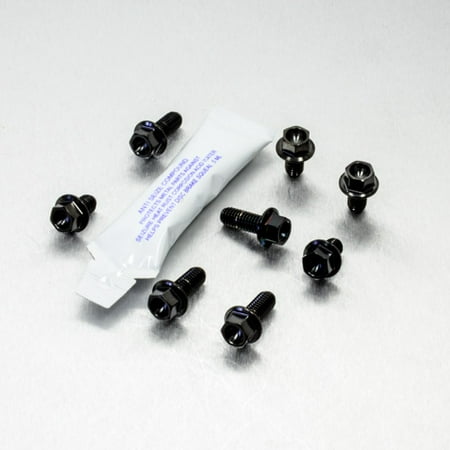 Pro-Bolt Titanium Radiator Guard Mount Bolt Kit in black, featuring eight black titanium bolts with a glossy finish and a small packet of thread locker included.