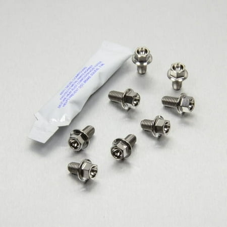 Silver titanium radiator guard mount bolt kit by Pro-Bolt, featuring eight bolts with hexagonal heads and a tube of thread-locking compound.