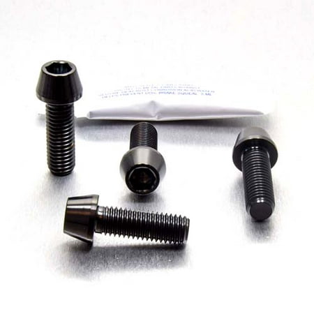 Pro-Bolt Titanium Rider & Pillion Footrest Hanger Bolt Kit in black, featuring four sleek, durable titanium bolts with a shiny finish and hexagonal heads for easy installation.