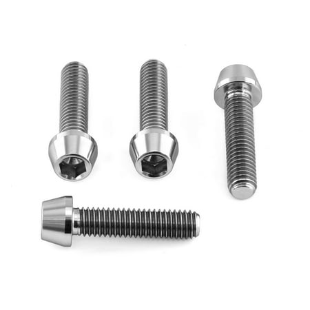 Silver titanium mounting bolts with a polished finish, featuring various lengths and hexagonal heads, designed for screen and mirror installation.