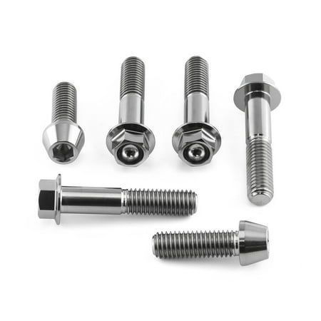 Pro-Bolt Titanium Top & Bottom Clamp Yoke Pinch Bolt Kit in silver, featuring six high-strength bolts with varying head styles and lengths, made from durable titanium material.