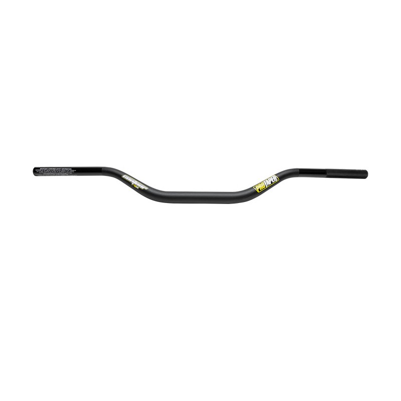 Black Pro Taper Contour handlebars with a mini low bend design, featuring a smooth finish and ergonomic shape for enhanced grip and control.