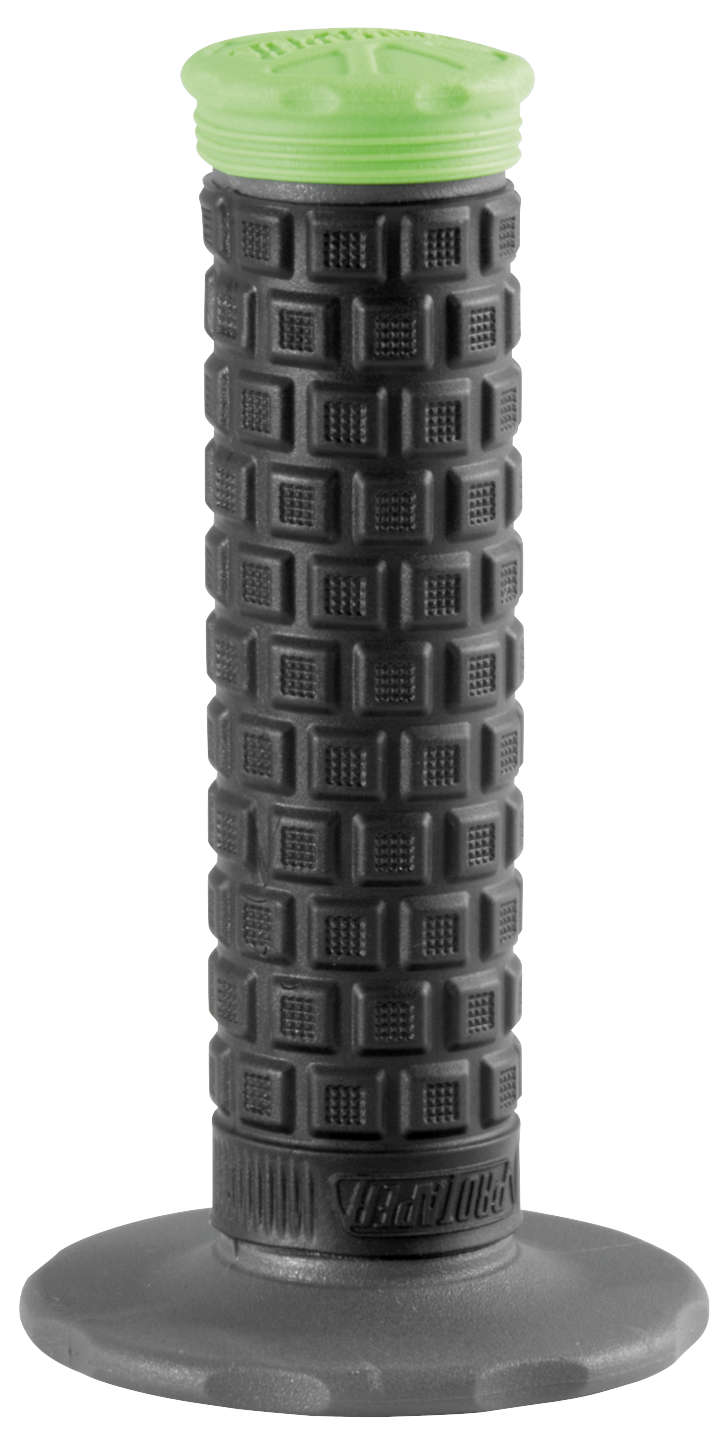 Green Pro Taper Pillow Top Lite Tri Density Grip featuring a textured black surface and a wide base for enhanced comfort and control.