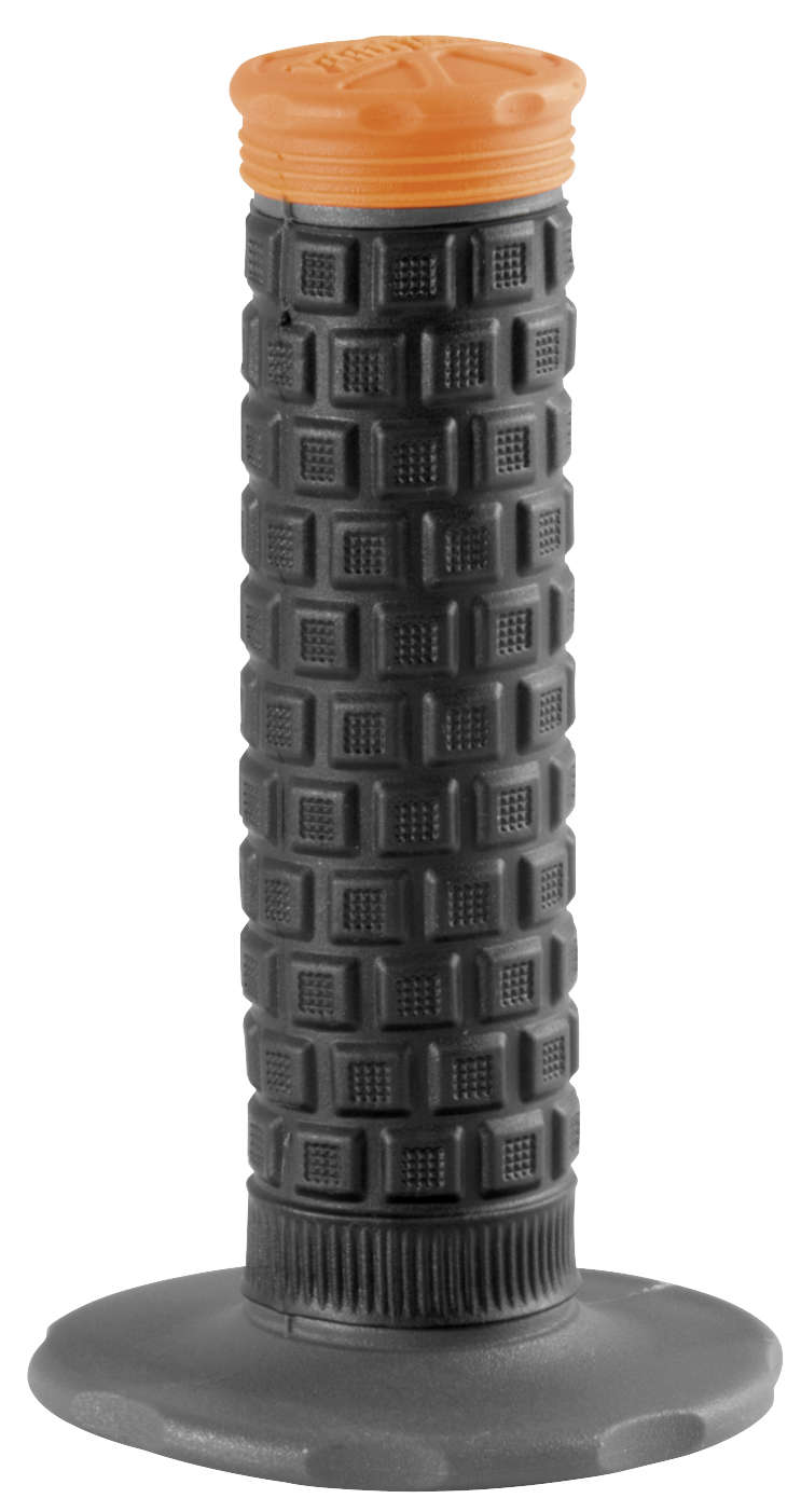 Pro Taper Pillow Top Lite Tri Density Grips in orange and black, featuring a textured surface for enhanced grip and a wide base for stability.