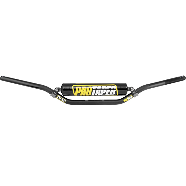 Black Pro Taper SE Schoolboy MX handlebars designed for KTM Pro SX65, featuring a sturdy aluminum construction and bold yellow and white branding.