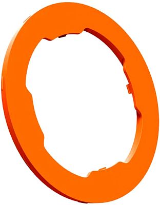 Bright orange Quad Lock MAG Color Ring, featuring a durable plastic material with cutouts for easy attachment, designed for secure mounting of devices.
