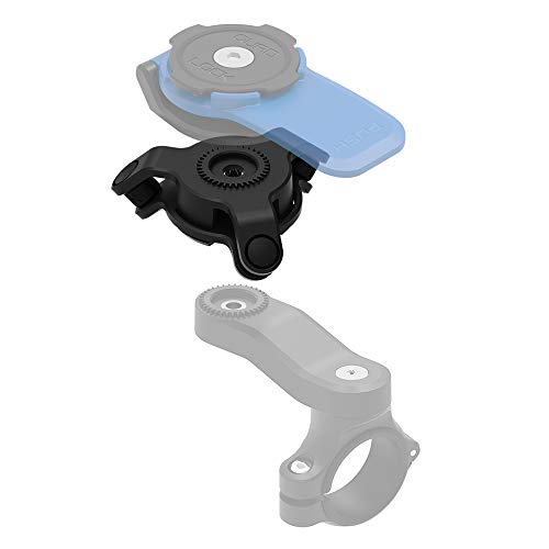 Quad Lock 360 Motorcycle Vibration Damper features a black and blue design, made of durable plastic, with a rotating mechanism for secure smartphone mounting on motorcycles.
