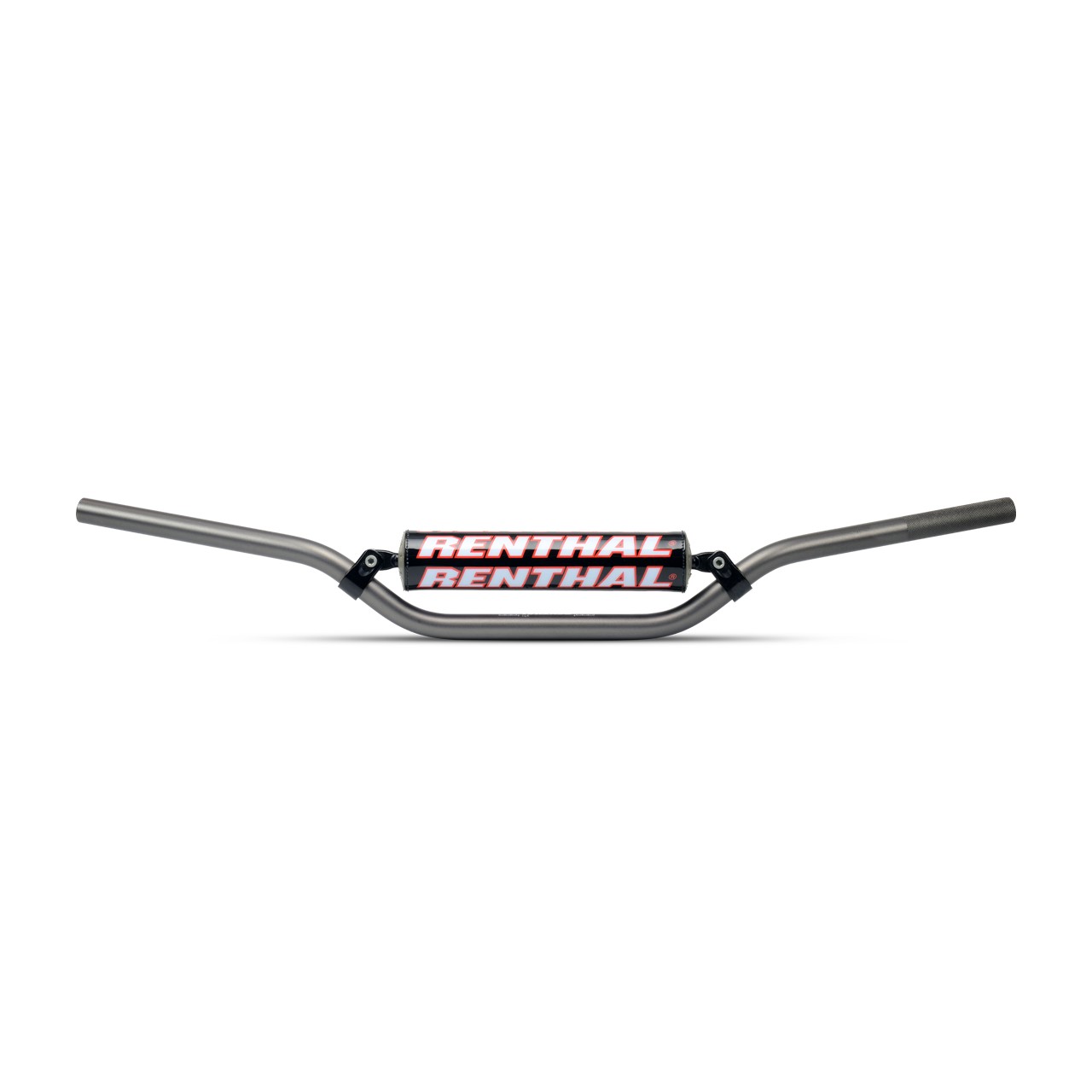 Titanium Renthal 790 7/8 CR Low Bend handlebars with a sleek silver finish and bold red "RENTHAL" branding on the center.