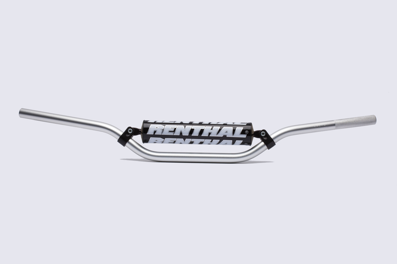 Silver Renthal 764 7/8 Jimmy Button Bend handlebars featuring a sturdy aluminum construction and prominent black and white branding across the center.