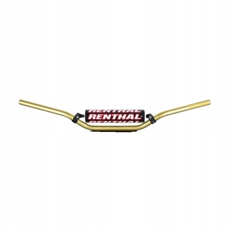 Black Renthal Volant 7/8 Palca (22 MM) Speedway handlebar with a gold finish and a prominent red and white Renthal logo on the center pad.