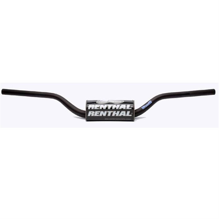 Black Renthal Fatbar handlebar with a 28.6 mm diameter, featuring a sleek design and prominent white "RENTHAL" logo in the center, ideal for motocross use.