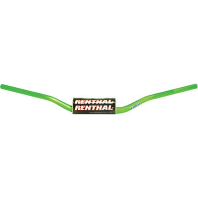 Green Renthal 604 RC Bend Fat Bar Handlebars featuring a sturdy aluminum construction, designed for Honda CRF (2004-2018) and Kawasaki KX/KXF (2006-2020) models.