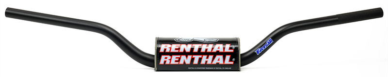 Black Renthal 673 Bou/Lampkin Trials Fat Bar handlebars featuring a wide, curved design with textured grips and a prominent Renthal logo on the center.