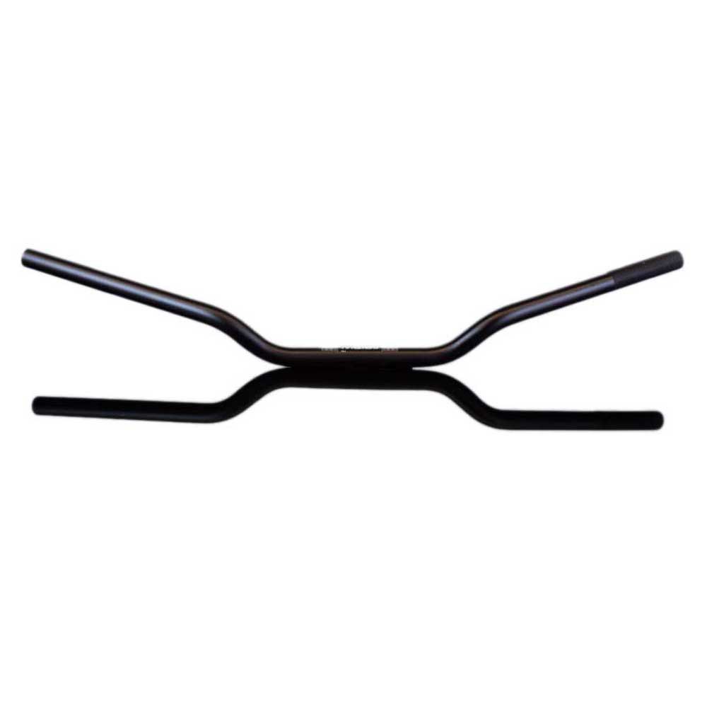 Black aluminum Renthal 749 Road Wide Handlebar with a wide, ergonomic design and smooth, curved ends for improved grip and control.