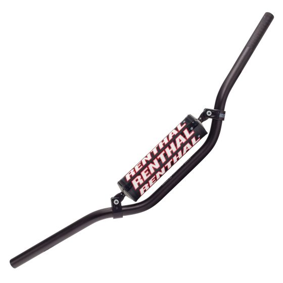 Black Renthal Streetfighter handlebars made of durable metal, featuring a 7/8 inch diameter and bold red "RENTHAL" branding along the center section.