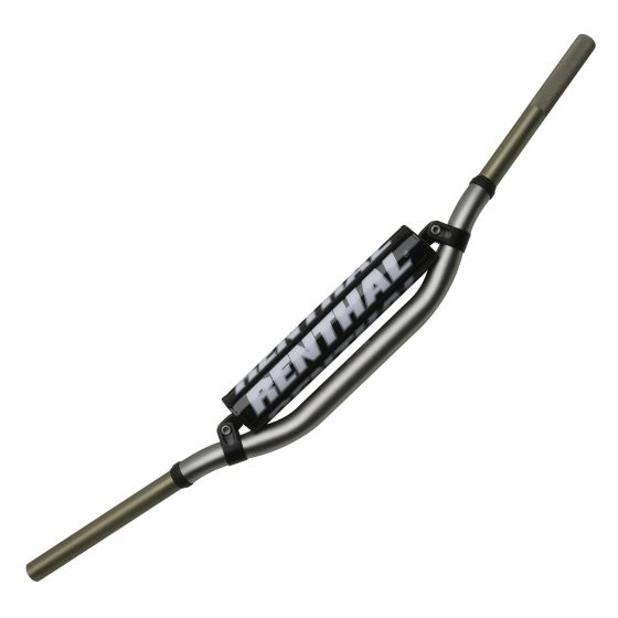 Renthal 996 Twinwall handlebars in titanium, featuring a black and white Renthal logo, with a distinctive twinwall design for enhanced strength and durability.