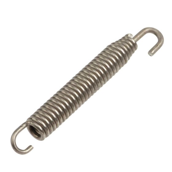 RFX Exhaust Spring in silver metal, featuring a coiled design with two hooks at each end, measuring 90mm in length, ideal for exhaust applications.