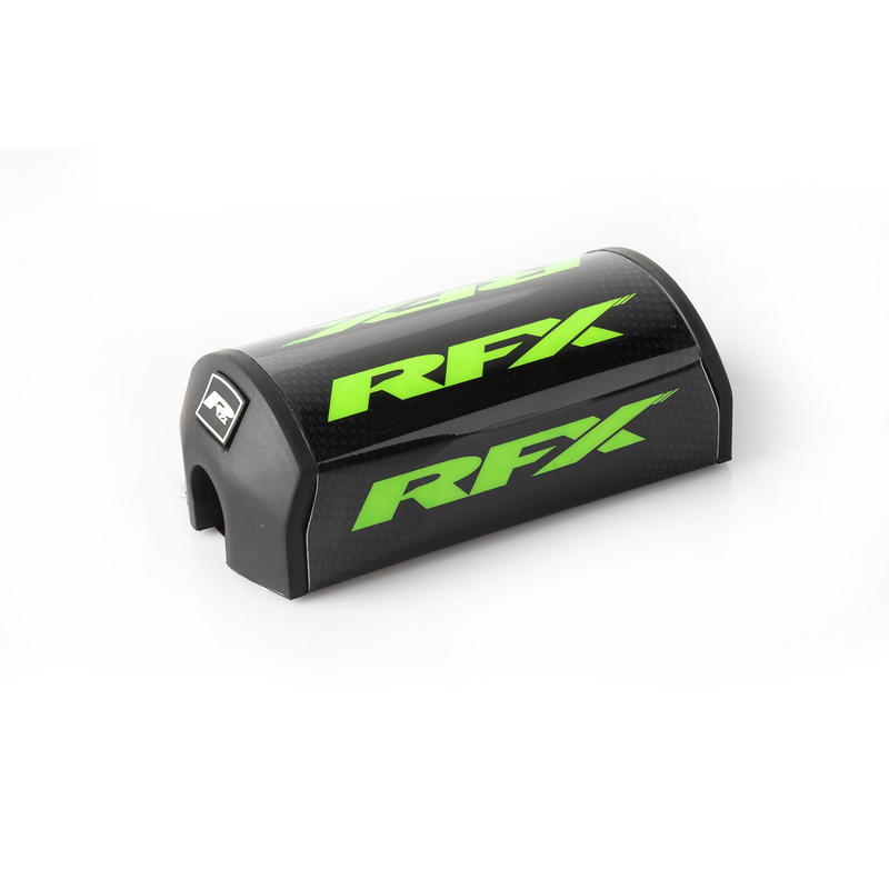 Fluo green and yellow RFX Pro 2.0 F7 taper bar pad, 28.6mm, features a sleek design with prominent RFX branding and a durable material for enhanced grip and protection.