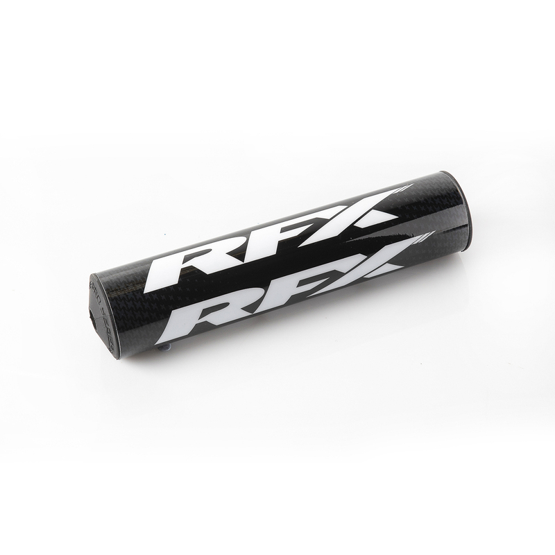 Black and white RFX Pro 2.0 F8 taper bar pad, made of durable material, featuring prominent RFX branding and a 28.6mm diameter for enhanced grip and protection.