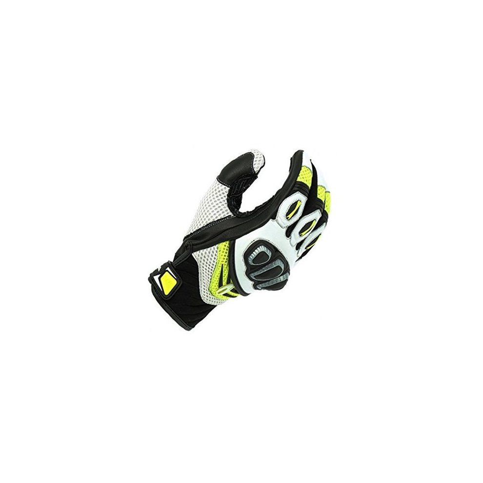 Black and fluo yellow Richa Turbo Short Summer Motorcycle Gloves in size 3XL, featuring a mesh design, reinforced knuckles, and adjustable wrist strap for enhanced comfort and protection.