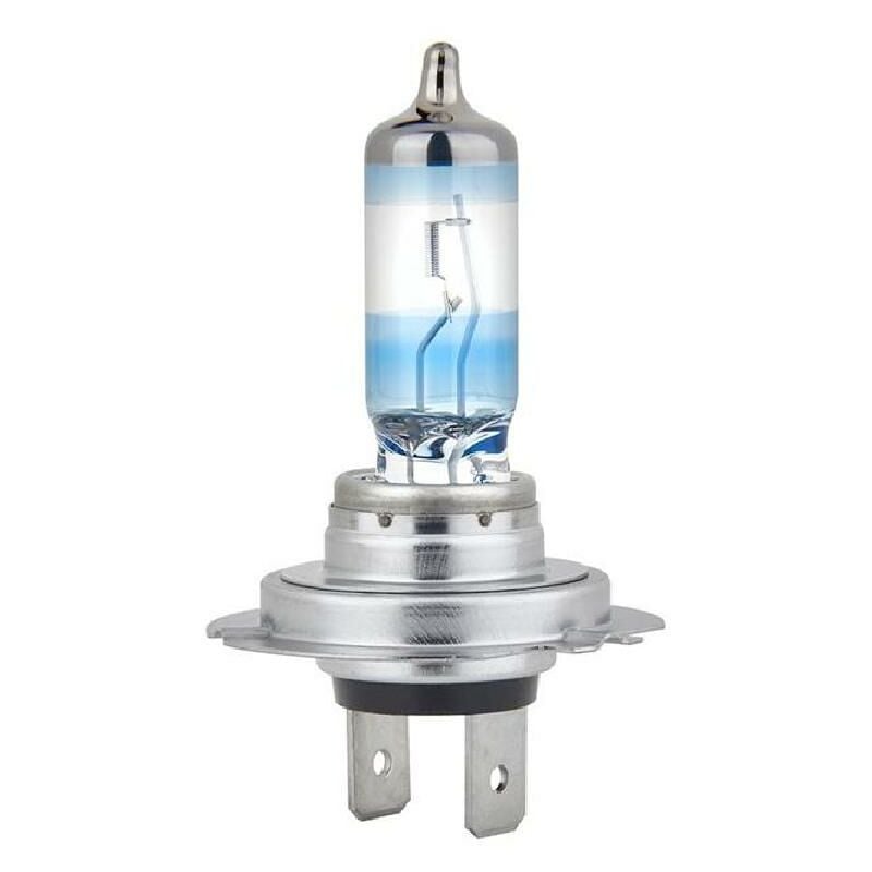 H7 RX2077 spotlight bulb by Ring features a clear glass body with a blue tint, metallic base, and a filament visible inside, designed for bright illumination.