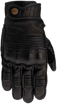 Black leather RST Roadster 3 gloves, size 7, featuring perforated detailing, padded knuckles, and a secure wrist closure for enhanced grip and comfort.