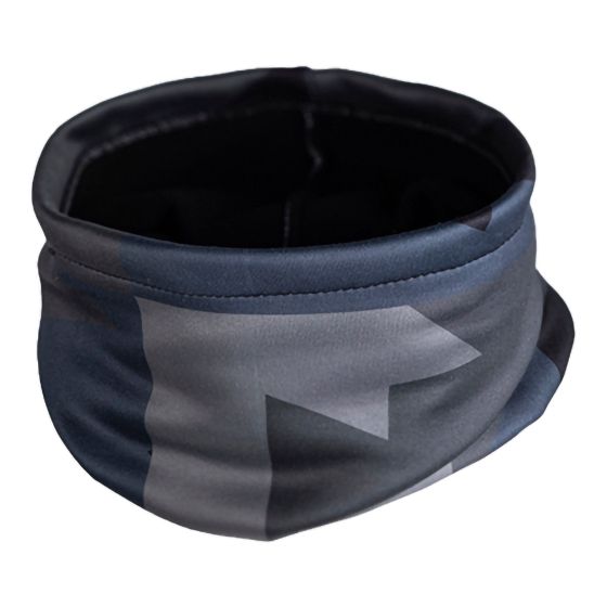 Multi-purpose fleece neck tube in camo blue, featuring a soft, stretchy material with a seamless design for comfort and warmth, ideal for outdoor activities.