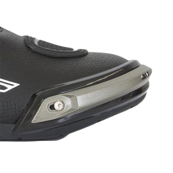 Black RST Pro Series toe sliders with a sleek design, featuring a shiny silver accent and textured material for enhanced grip and protection.