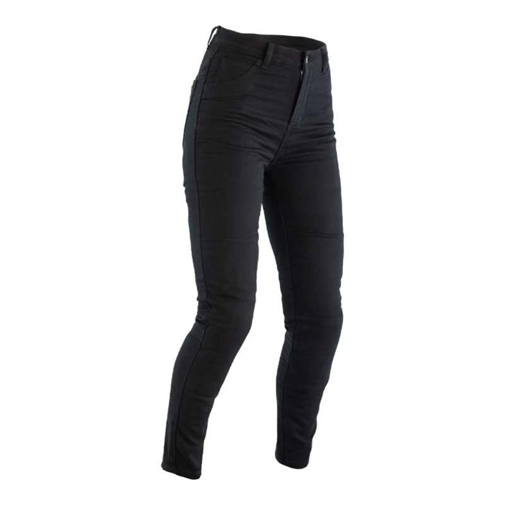Black RST jegging for women in short XS size, featuring a sleek, fitted design with a smooth material and classic five-pocket styling.