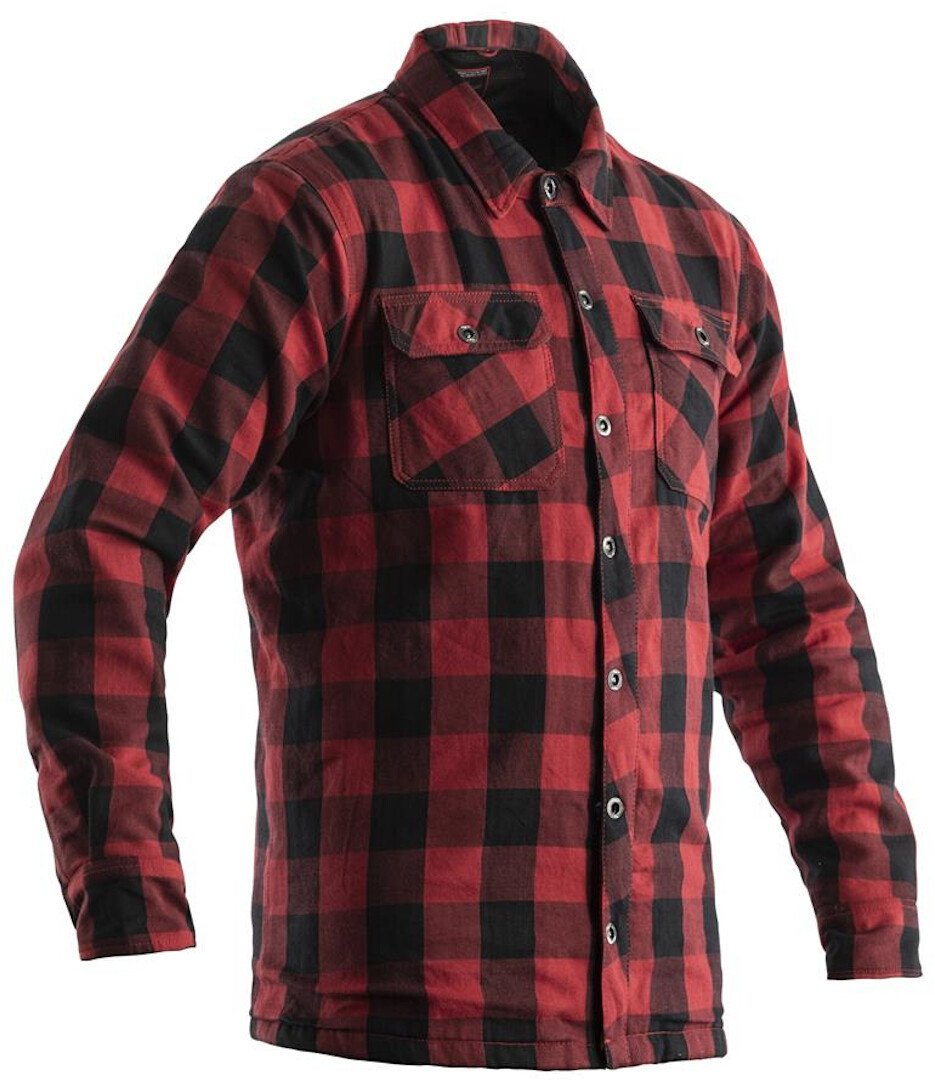 Black and red checkered lumberjack shirt with long sleeves, button-up front, and two chest pockets, designed for men in size 2XL.
