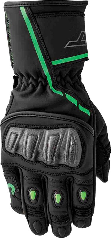 Black and neon-green RST S1 gloves, size 11, featuring a padded palm, knuckle protection, and a snug cuff for enhanced grip and comfort.