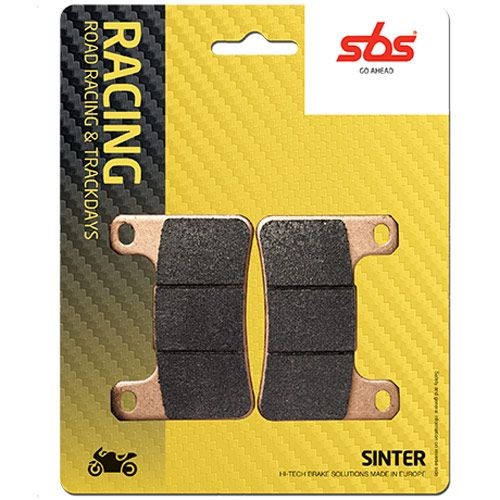SBS RST front brake pads in black and copper color, featuring a sintered material, packaged on a yellow and black card with a carbon fiber texture, labeled for Laverda 650 1992.