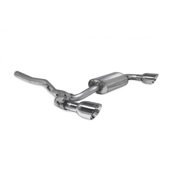 Non-resonated 2.75" GPF back exhaust system featuring polished stainless steel construction and two 114mm round Daytona tailpipes.