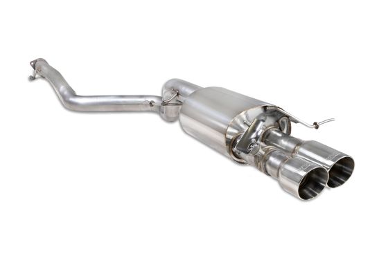 Non-resonated 3" GPF back exhaust system featuring a polished stainless steel design with dual 90mm round Daytona tailpipes.