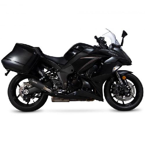 Scorpion Red Power Silencer in black ceramic sleeve, featuring a sleek design, durable construction, and a pair of exhausts designed for enhanced motorcycle performance.