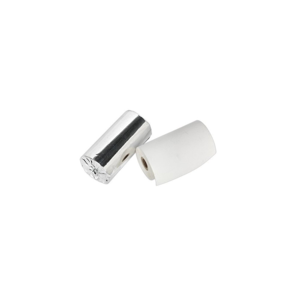 Two printing rolls for the Sealey BT2012.V2, one metallic silver and one white, designed for easy replacement in the BT2012.V2 printer.