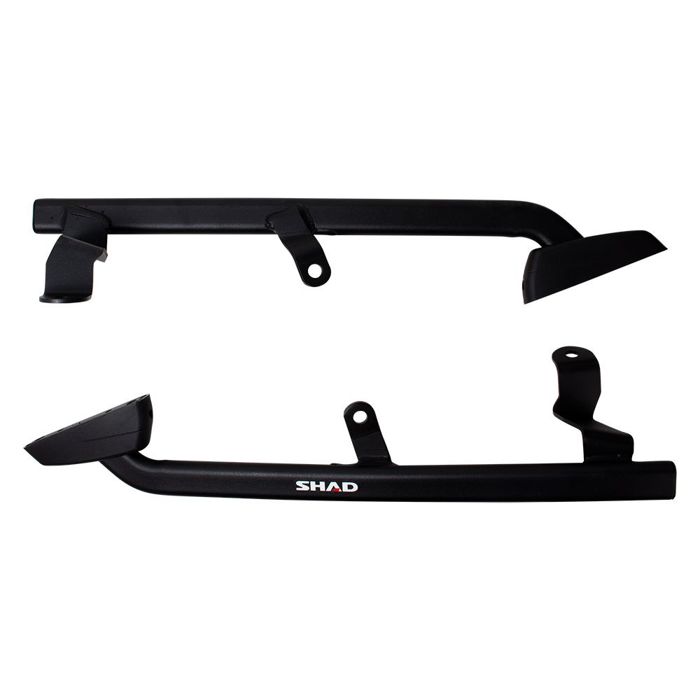 Black Top Master Topcase fitting by Shad, featuring durable metal construction, designed for a 65 cm size, with mounting points and a sleek, minimalist design.