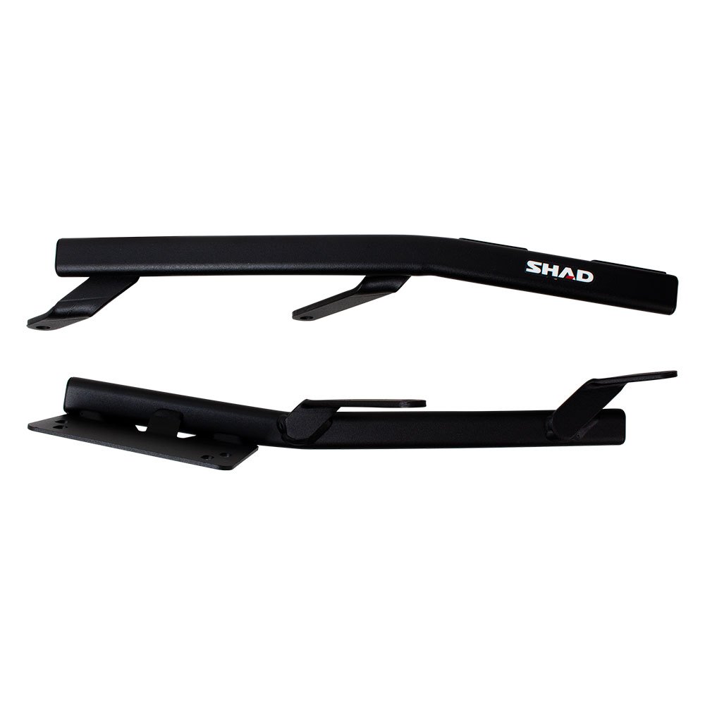 Black Top Master Topcase fitting by Shad, featuring a sleek, sturdy design with a matte finish and adjustable mounting brackets, suitable for 65 cm topcases.