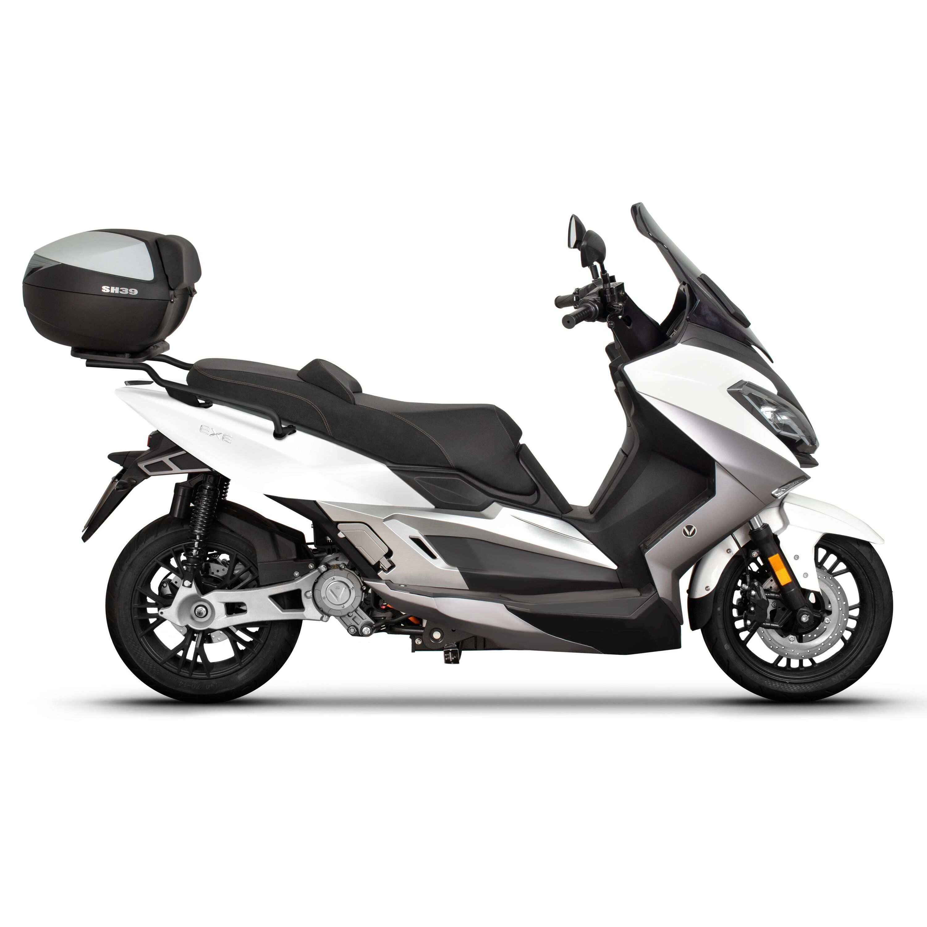Shad Top Case Fitting Kit in black and silver, designed for Wottan Storm S 300, features a sleek, aerodynamic shape and sturdy mounting system for secure attachment.