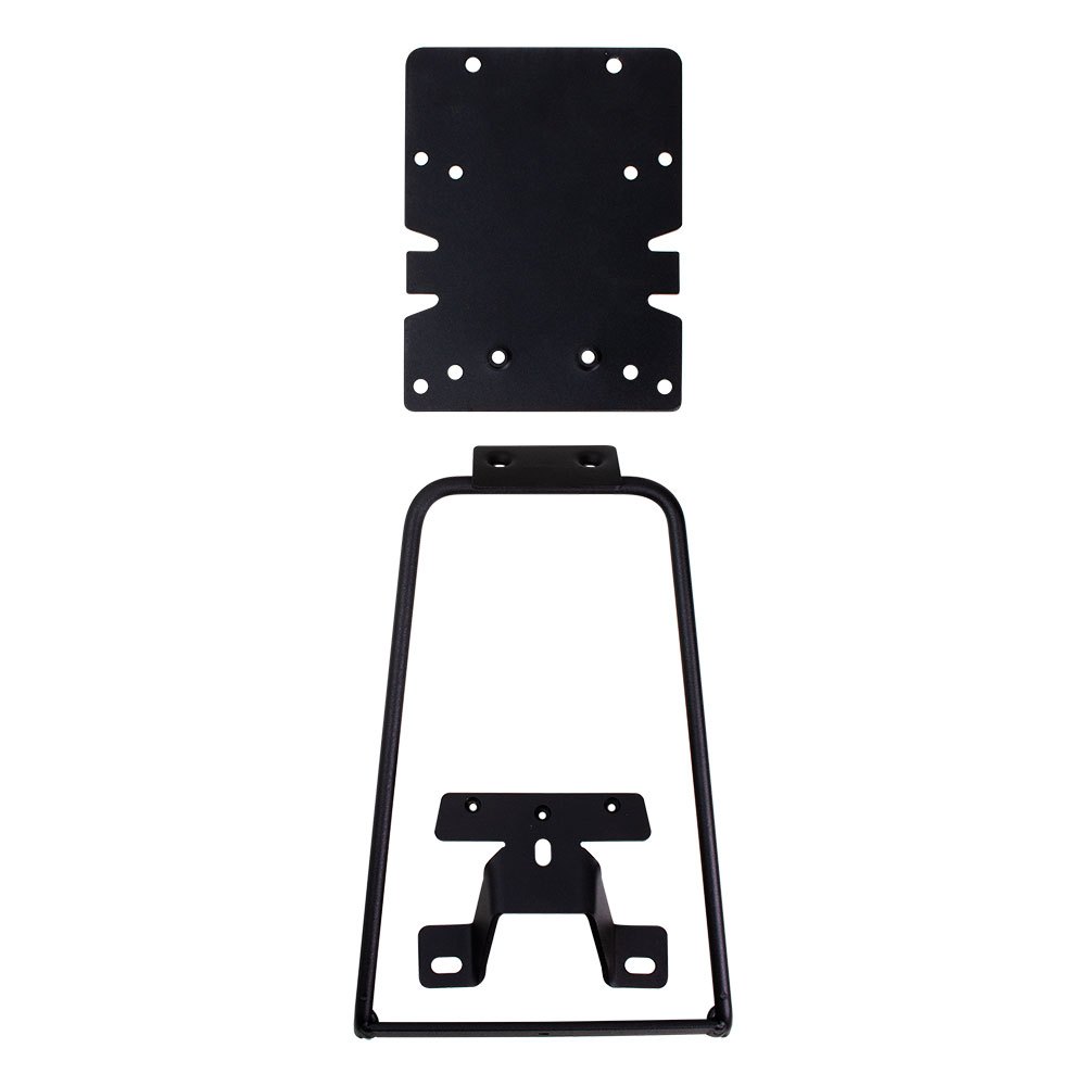 Black metal fitting kit for Shad top case, designed for Yamaha Aerox 50 (2013-2020), featuring a sturdy base plate and mounting brackets for secure attachment.