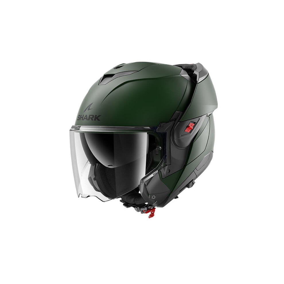 Shark Oxo Blank Mat Flip Front Motorcycle Helmet M Matt Dark Green (G02) - image 3