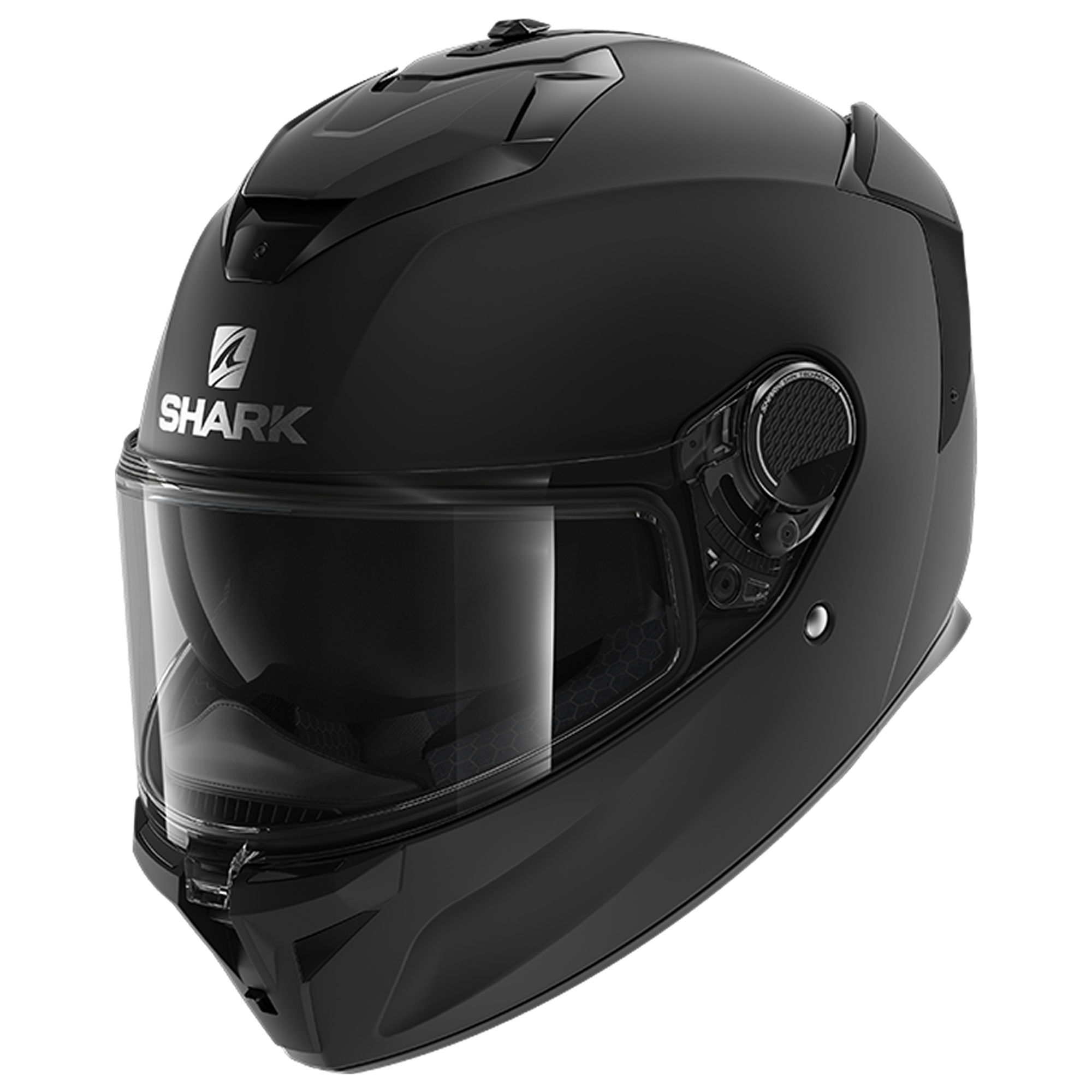 Matt black Shark Spartan GT Pro full face helmet in size XXL, featuring a sleek aerodynamic design, tinted visor, and ventilation system for enhanced comfort.