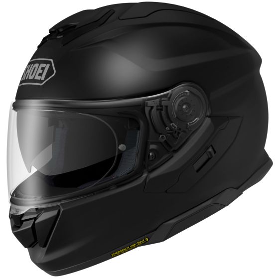 Black Shoei GT-Air 3 helmet in size S for men, featuring a sleek aerodynamic design, a clear visor, and ventilation ports for enhanced airflow.