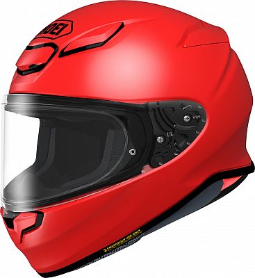 Shoei NXR 2 helmet in vibrant red, featuring a sleek aerodynamic design, clear visor, and ventilation ports, sized 3XL for men.