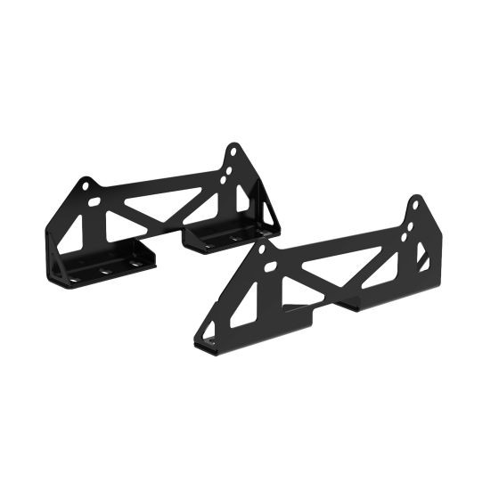 Black high-strength aluminum side mounts designed for low-profile installation of Sparco ADV XT seats, featuring a sturdy triangular design for enhanced support.