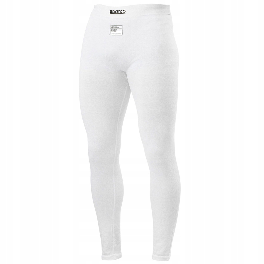 White long johns made of soft, stretchy material, featuring a comfortable waistband with Sparco branding, designed for XL/XXL sizes.