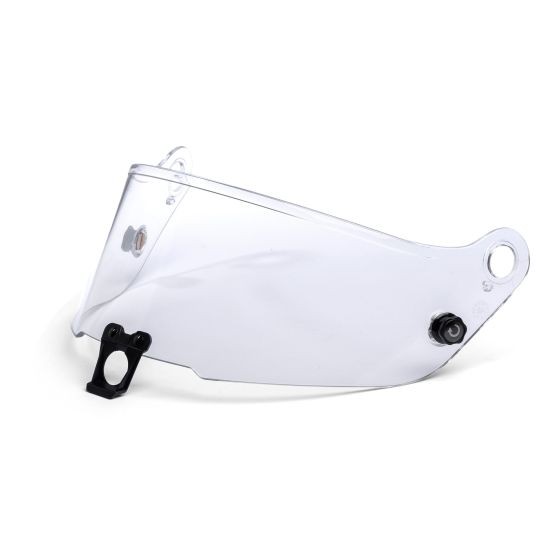 Clear visor for Sparco Stealth helmets, made of durable plastic, featuring mounting holes and a sleek design for optimal visibility and protection.