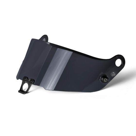 Dark smoke visor for Sparco Stealth helmets, made of durable material with a sleek design, featuring mounting points for secure attachment.