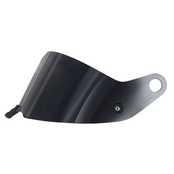 Smoked dark visor for ST6 Formula helmets by Stilo, featuring a sleek design with a mounting hole and a textured edge for secure attachment.